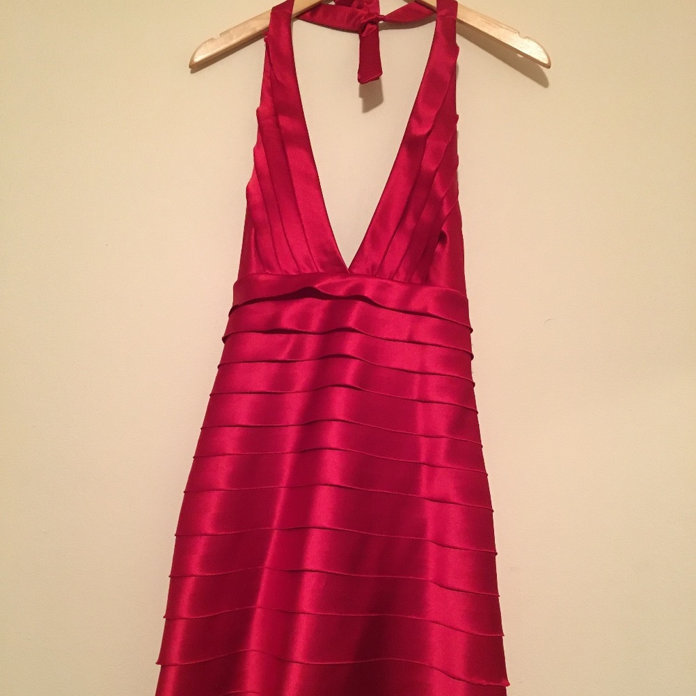 BCBG MAXAZRIA Layered Halter Dress